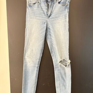 Abercrombie & Fitch Light Blue Distressed Skinny Jeans